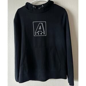 EUC Mens Aeropostale Black  Sweatshirt with Hoodie sz M with White Logo